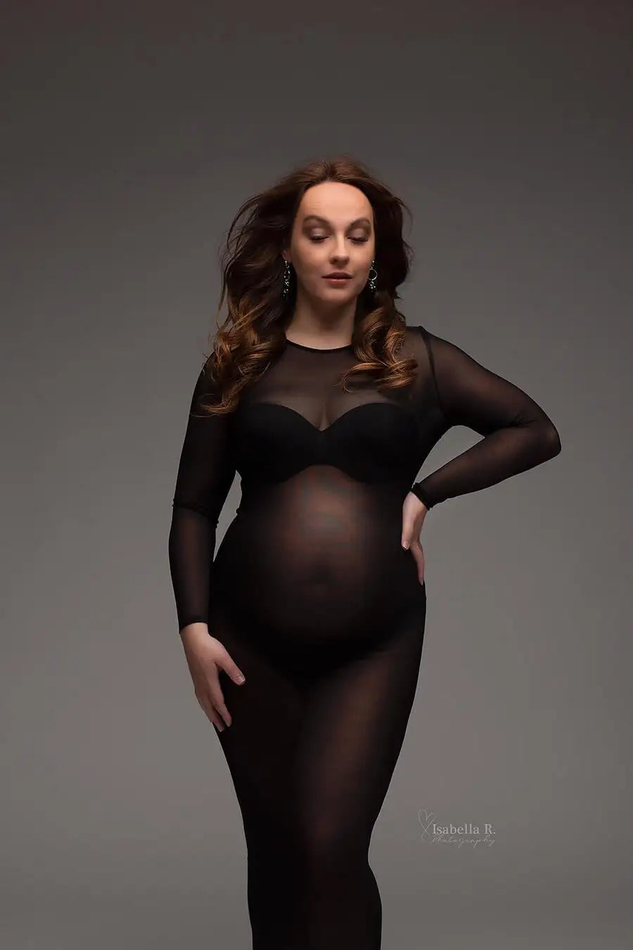 Black Bodysuit Tulle Maternity Photoshoot Dress by Baby Minaj Cruz