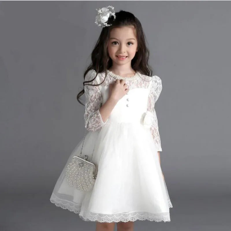 Princess White Lace Flower Girl Dresses WHITE by Baby Minaj Cruz