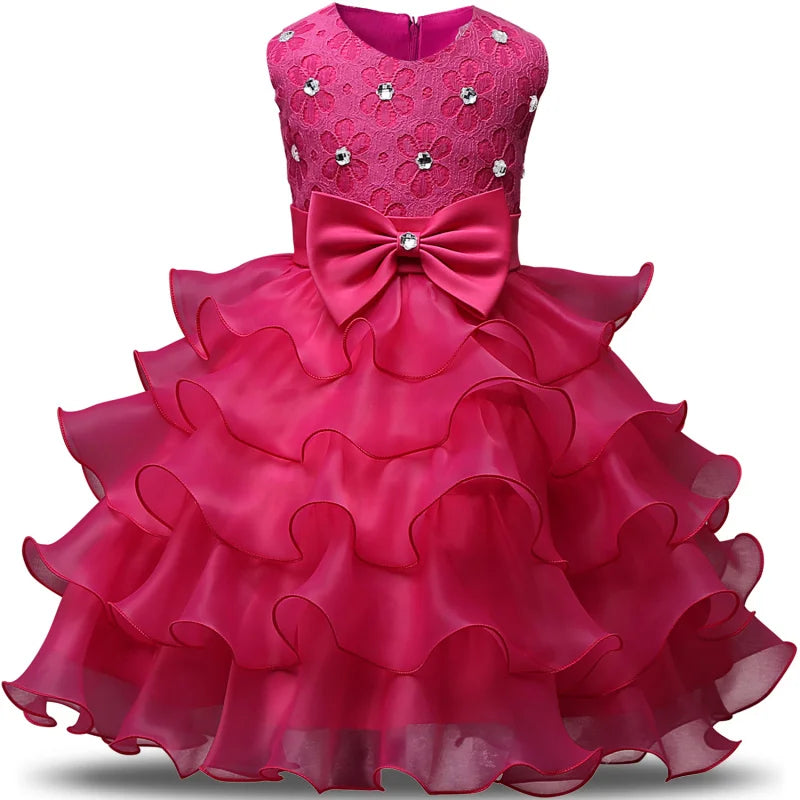 Lace Sleeveless Flower Girl Dress For Girls dark pink by Baby Minaj Cruz