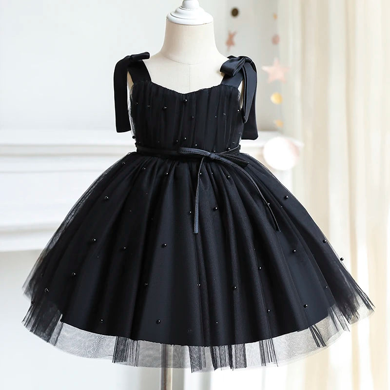 Elegant A-Line Knee Length Sleeveless Flower Girl Dresses Black by Baby Minaj Cruz