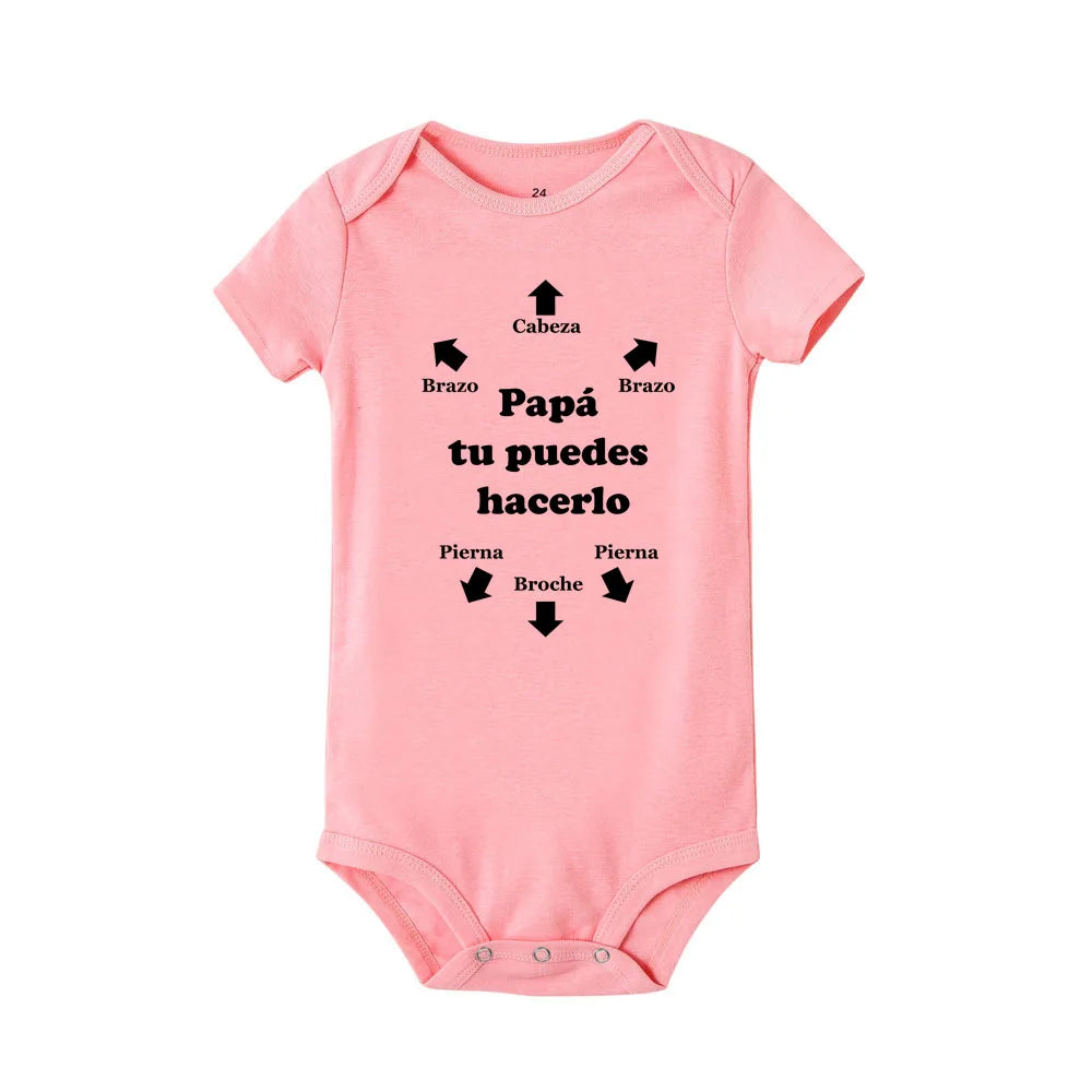Papa Tu Es Le Meilleur Unisex Baby Romper pink by Baby Minaj Cruz