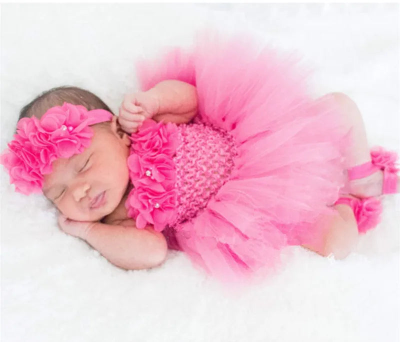 Baby Girl Pink Flower Crochet Tutu Dress Pink by Baby Minaj Cruz
