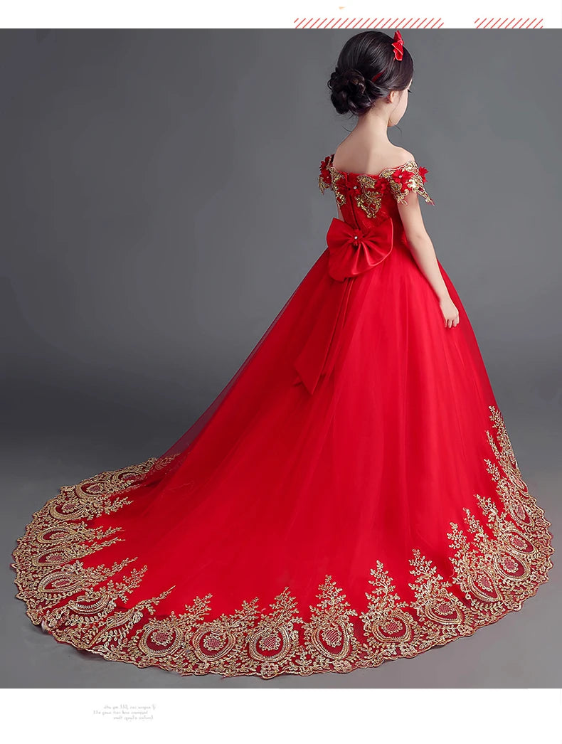 Red Lace Flower Girl Dresses For Wedding Red by Baby Minaj Cruz