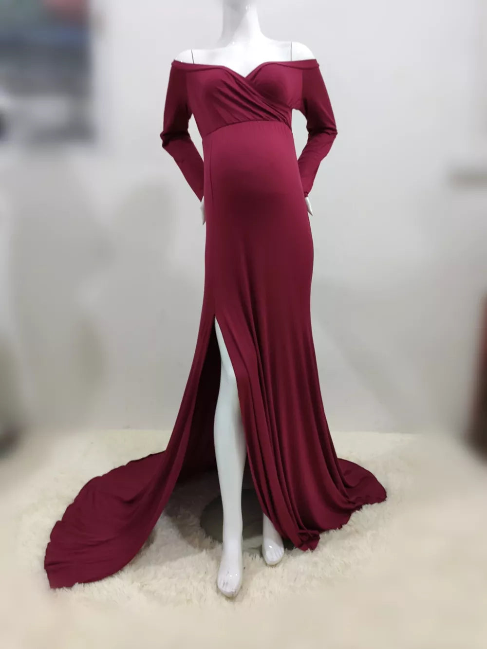 Maxi Gown Maternity Dresses For Photoshoot red by Baby Minaj Cruz