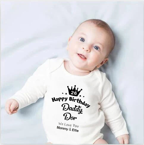 Happy Birthday Daddy We Love You Funny Unisex Long Sleeved Rompers by Baby Minaj Cruz