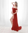 Shoulderless Maxi Maternity Dresses For Baby Shower Red by Baby Minaj Cruz