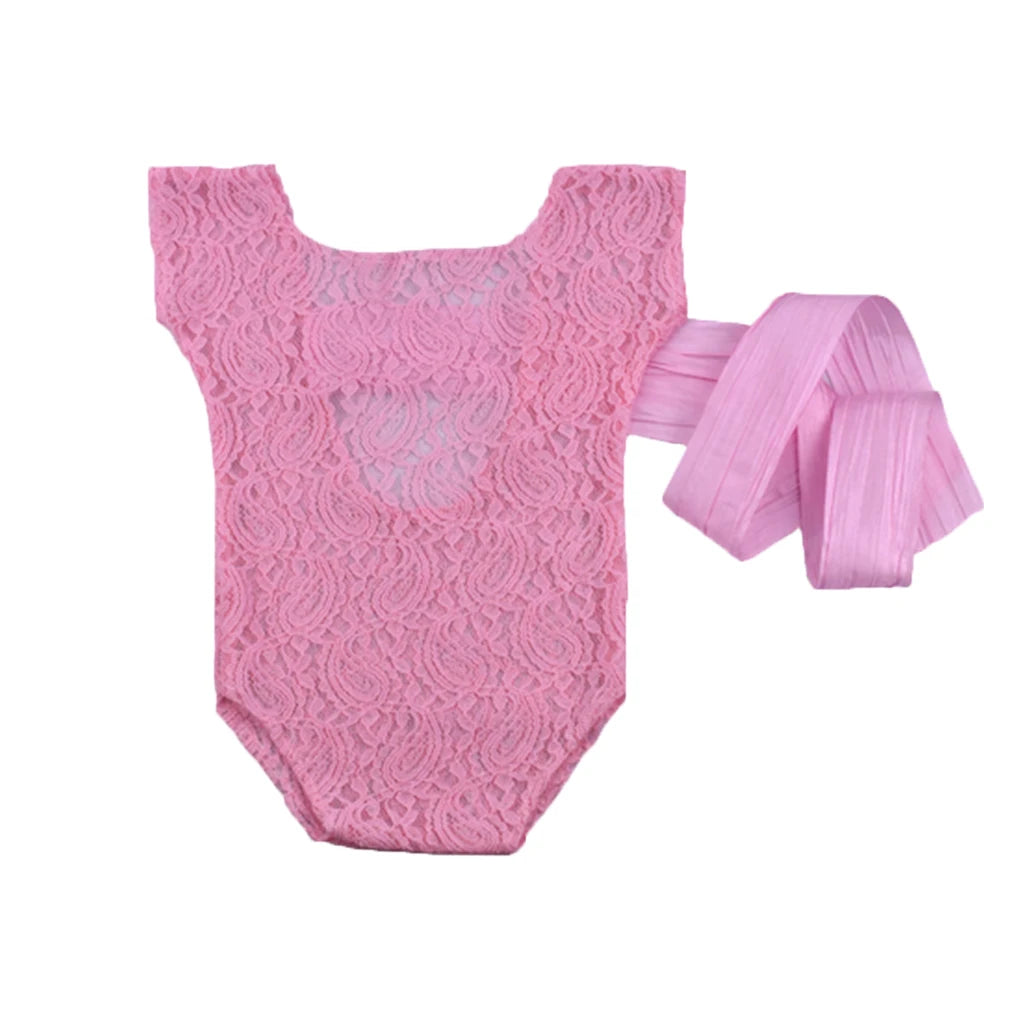 Deep V Backless Newborn Romper Dress For Toddler light pink United States by Baby Minaj Cruz