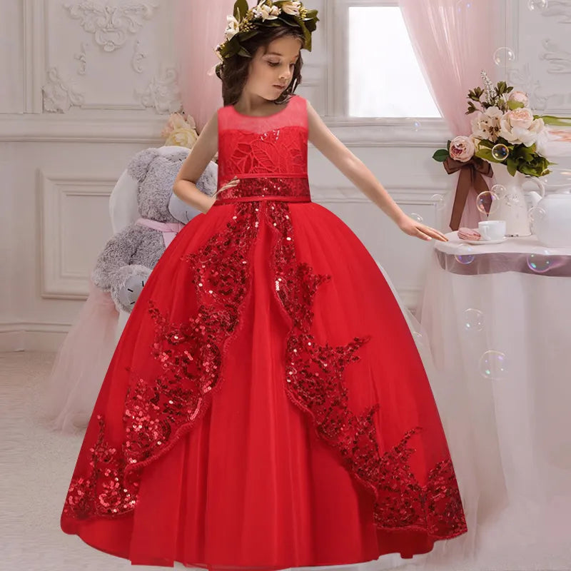 Lace Flower Dress Flower Girl Dress red by Baby Minaj Cruz