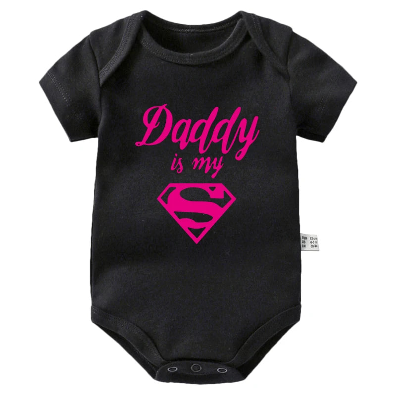 Gold Daddy Is My Hero Funny Print Short Sleeve Bodysuit Baby by Baby Minaj Cruz