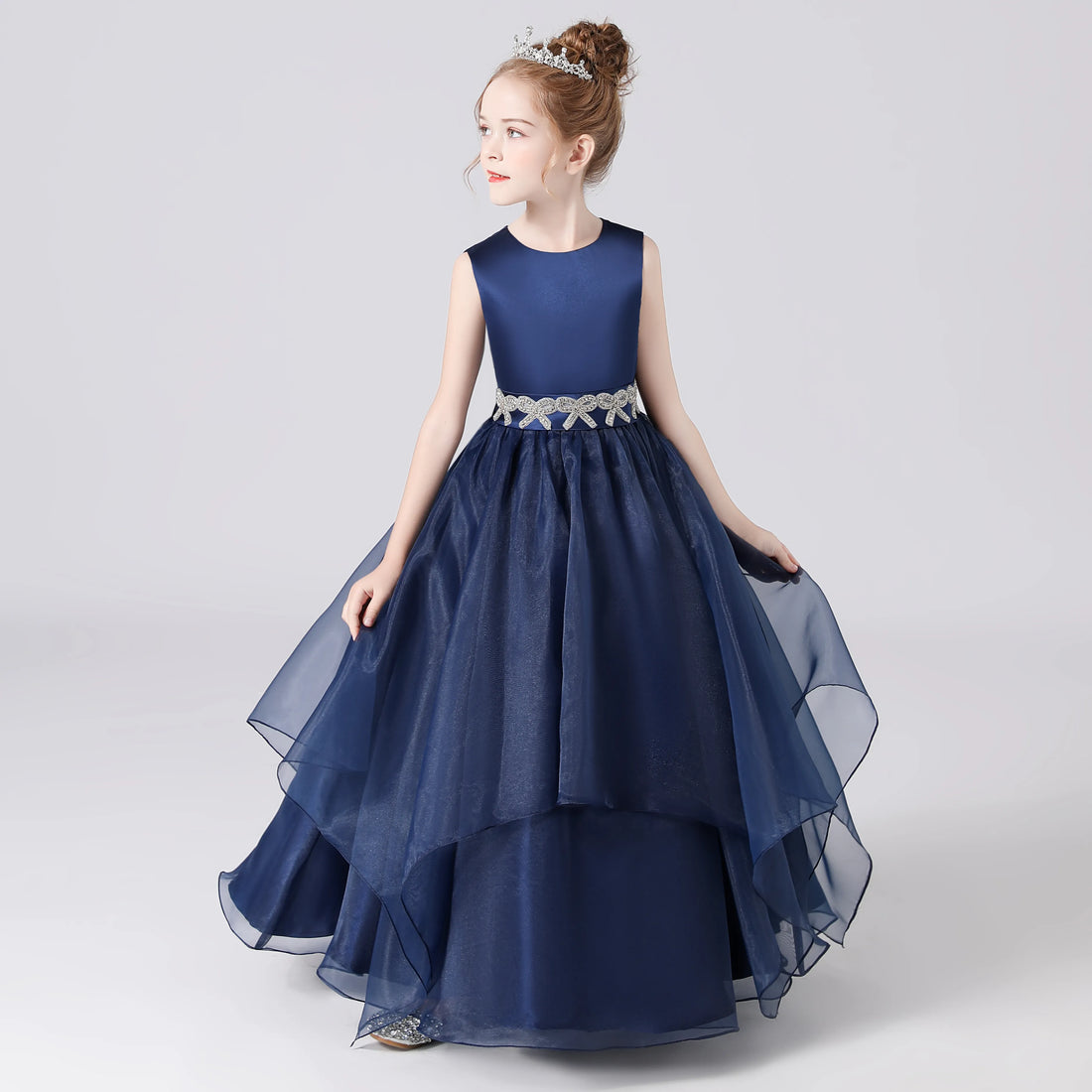 Navy Blue Organza Princess Formal Dresses by Baby Minaj Cruz