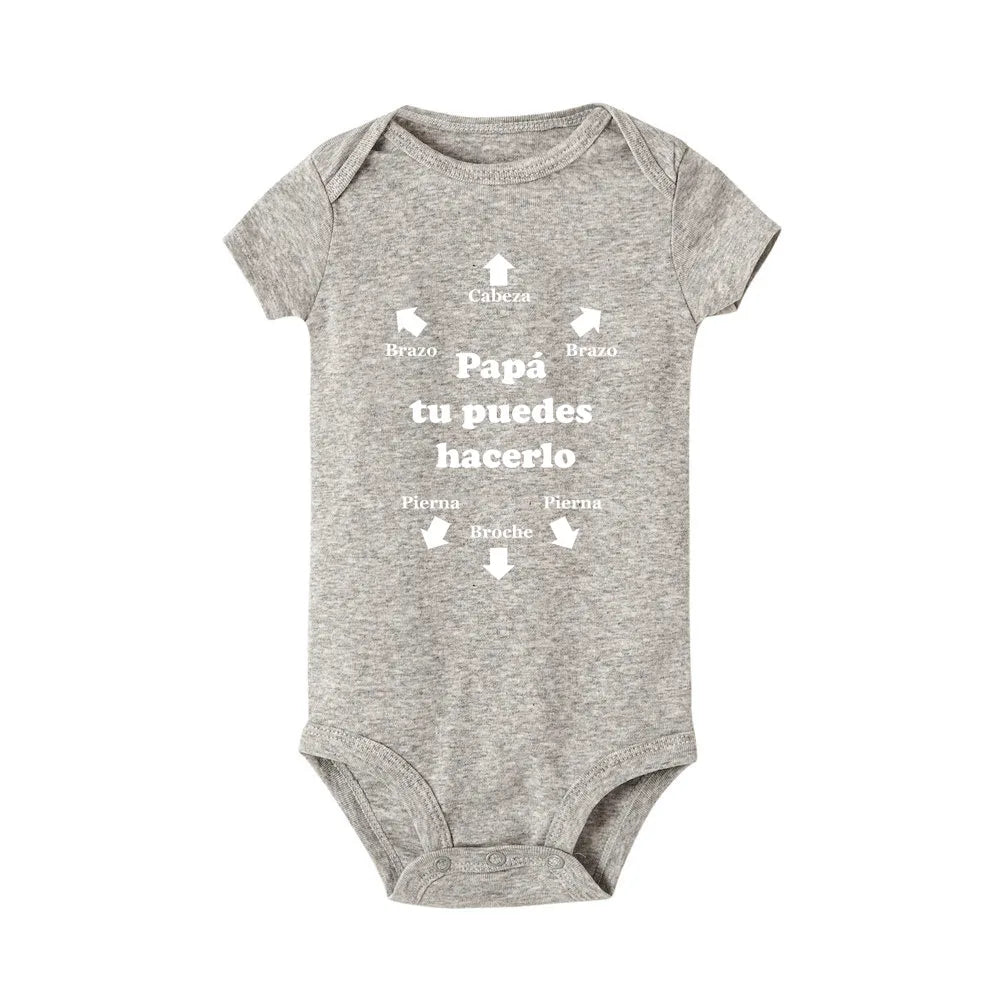 Papa Tu Es Le Meilleur Unisex Baby Romper light grey by Baby Minaj Cruz