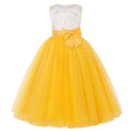 Long Sleeve Tulle Lace Flower Girl Dresses Yellow by Baby Minaj Cruz