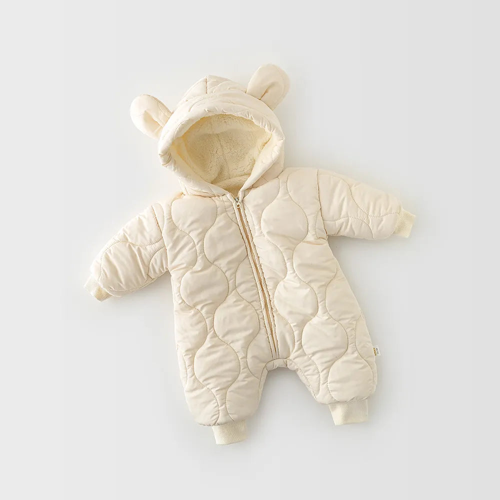 Bear Ear Unisex Infant Rompers Full Sleeves Length beige by Baby Minaj Cruz