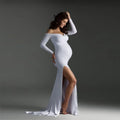 Maxi Gown Maternity Dresses For Photoshoot White by Baby Minaj Cruz