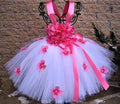 White Tutu Dress With Red Petals Flower and Ribbon pink by Baby Minaj Cruz