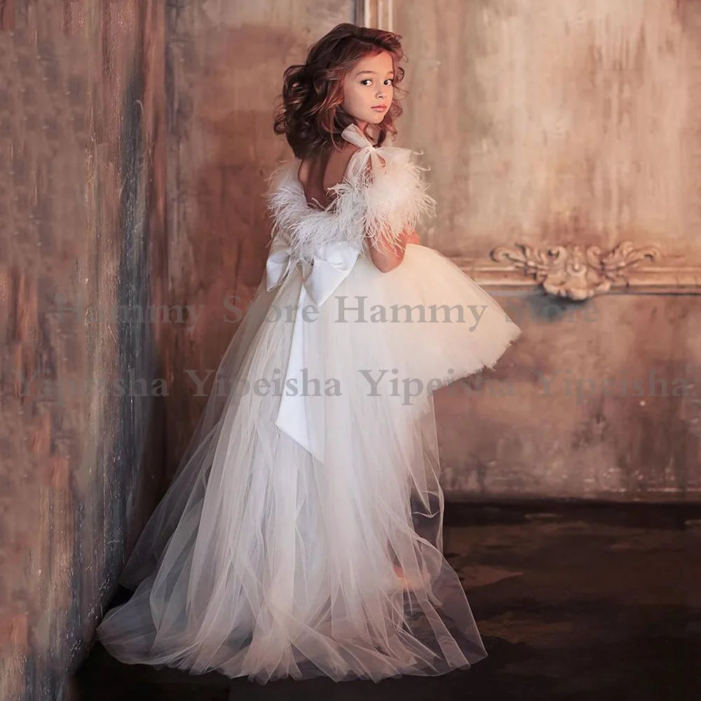 Off The Shoulder White Flower Girl Dress by Baby Minaj Cruz