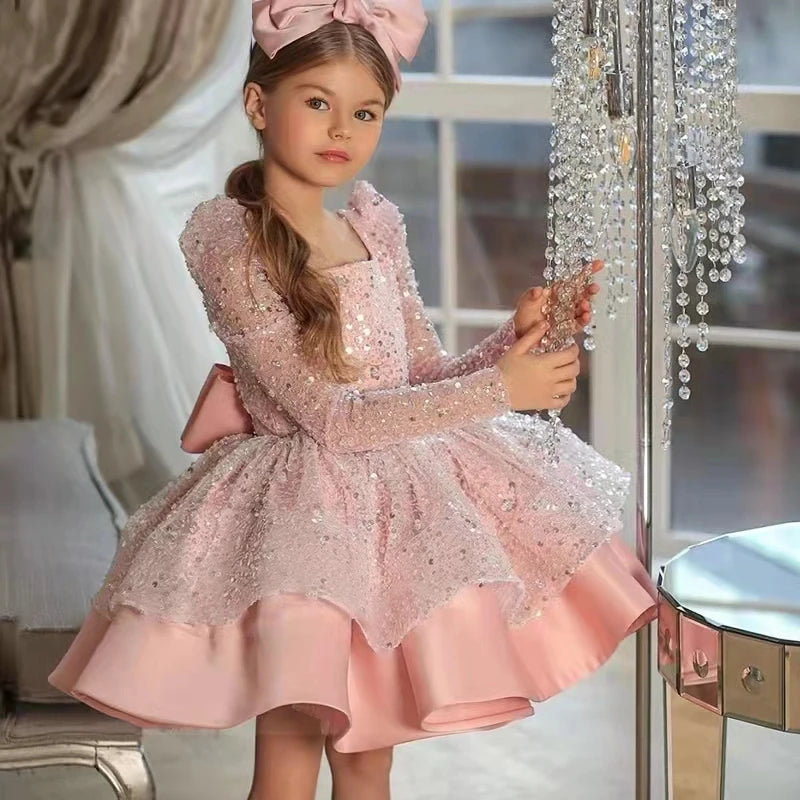 Crystal Rhinestone Puffy Princess Birthday dress Pink by Baby Minaj Cruz