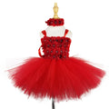 Red Flower Petals Tutu Dress With Crochet red by Baby Minaj Cruz
