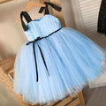 Baby Girl Tulle Dress Fluffy Champagne Sleeveless Lace Gown Blue by Baby Minaj Cruz