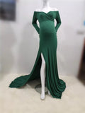 Maxi Gown Maternity Dresses For Photoshoot Dark green by Baby Minaj Cruz