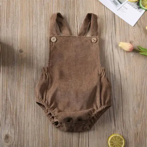 Sleeveless Velvet Newborn Winter Romper Outfits For Unisex Khaki by Baby Minaj Cruz