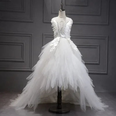 Elegant Prom Swan Crystal princess tutu dress 1 year-14years white by Baby Minaj Cruz