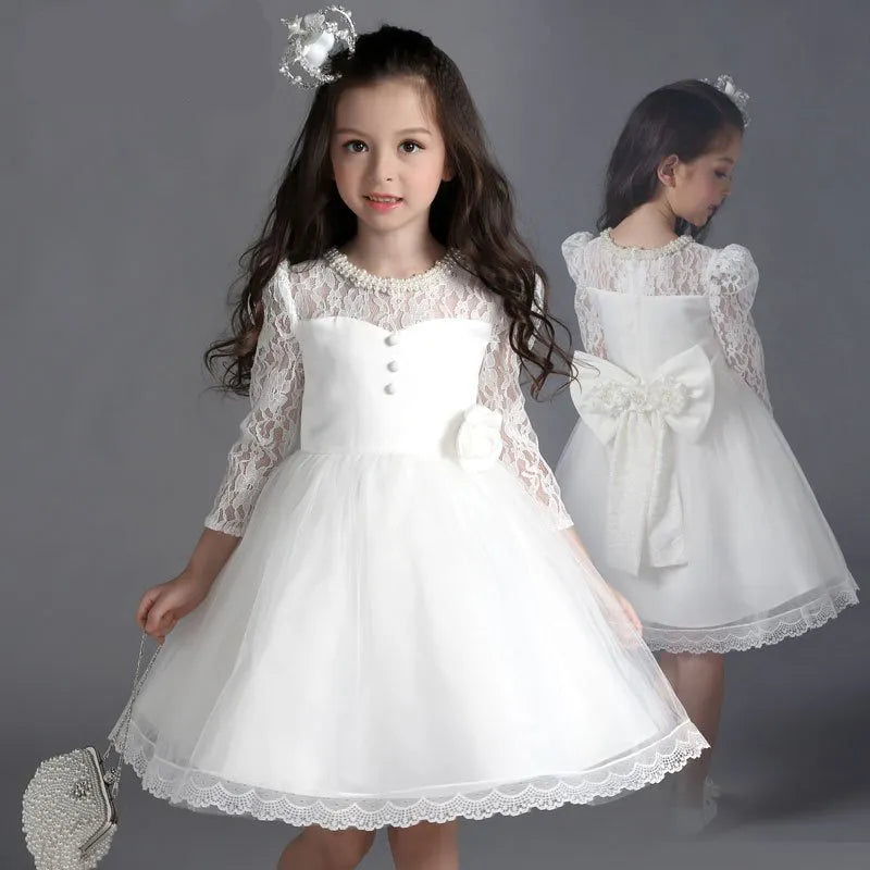 Princess White Lace Flower Girl Dresses WHITE by Baby Minaj Cruz