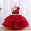 Shoulderless Tulle Layers Flower Girl Dresses Red by Baby Minaj Cruz