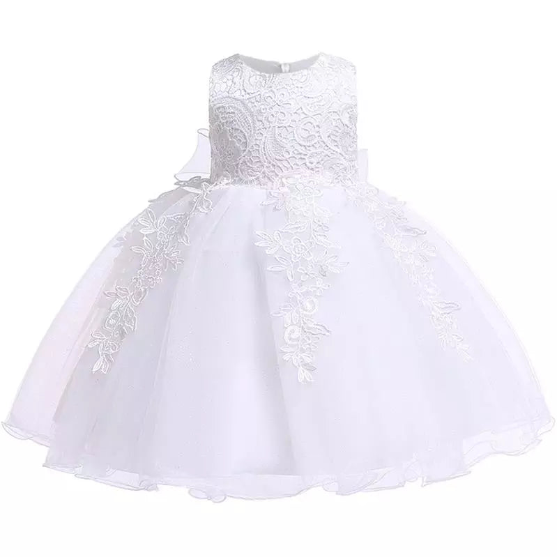 Wedding White Flower Girl Dress Sleeveless Tutu 3M-24M White by Baby Minaj Cruz