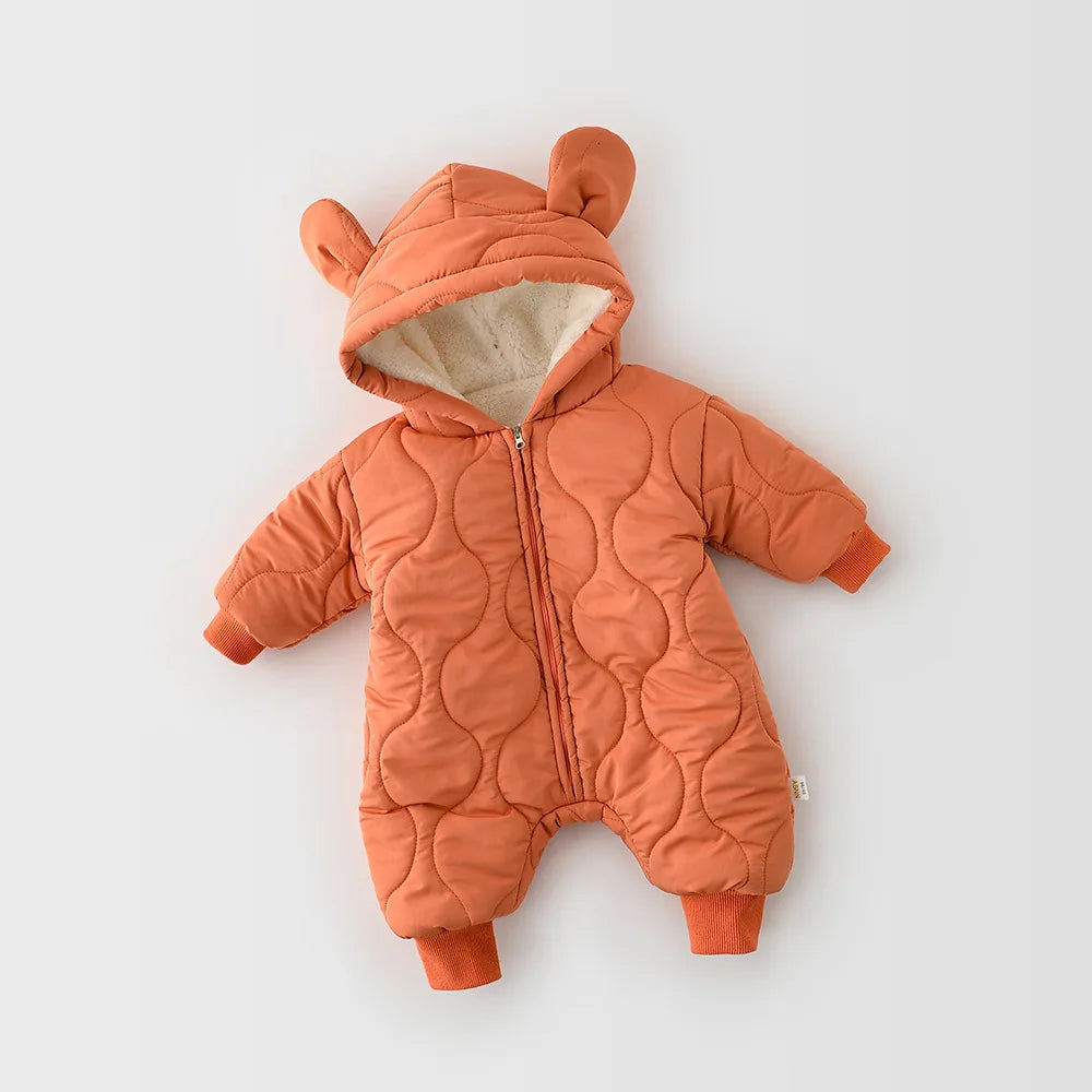 Bear Ear Unisex Infant Rompers Full Sleeves Length orange by Baby Minaj Cruz