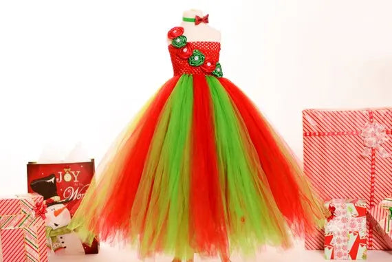 Flower Red and Green Tutu Dress for Evening Party by Baby Minaj Cruz