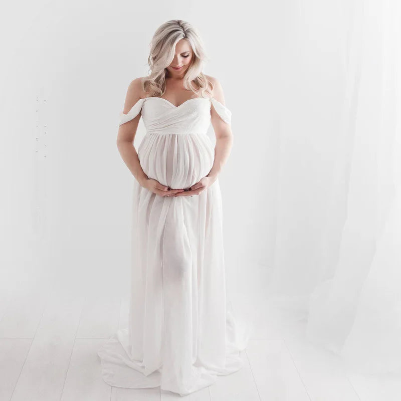 Shoulderless Maxi Maternity Dresses For Baby Shower by Baby Minaj Cruz