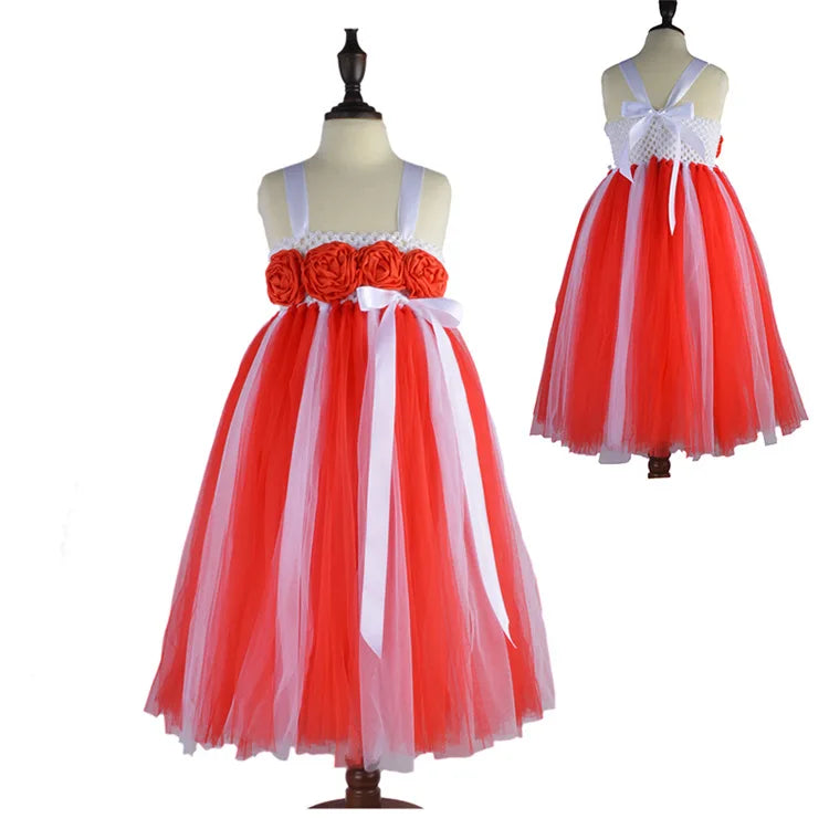 Red Flower Girl Dresses With Ribbon by Baby Minaj Cruz