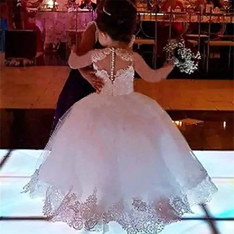 Sleeveless Princess Ivory Floor Length Flower Girl Dress ivory by Baby Minaj Cruz