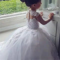 Sleeveless Princess Ivory Floor Length Flower Girl Dress by Baby Minaj Cruz
