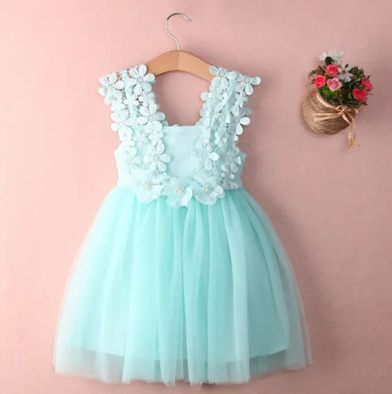Lace Tulle Flower Girl Sleeveless Dress SKY BLUE by Baby Minaj Cruz
