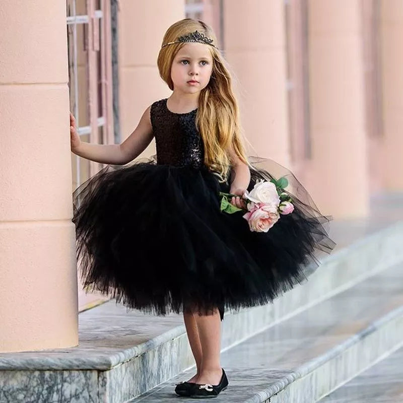 Baby Girl Black Tutu Dress toddler Ball Gown With Tulle Skirt by Baby Minaj Cruz