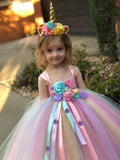 Unicorn Tulle flower girl dresses for babies Mid-Calf Length 6M-9Years by Baby Minaj Cruz