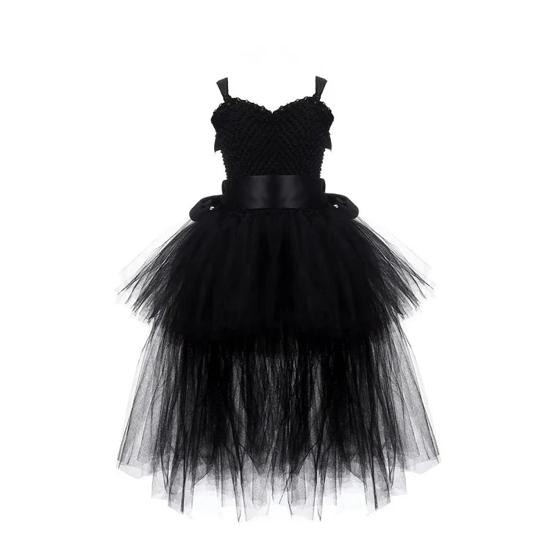 V-neck Tulle Birthday Dresses For Toddler Girl black by Baby Minaj Cruz
