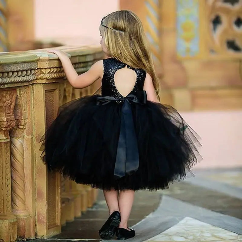 Baby Girl Black Tutu Dress toddler Ball Gown With Tulle Skirt by Baby Minaj Cruz