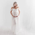 Shoulderless Maxi Maternity Dresses For Baby Shower White by Baby Minaj Cruz