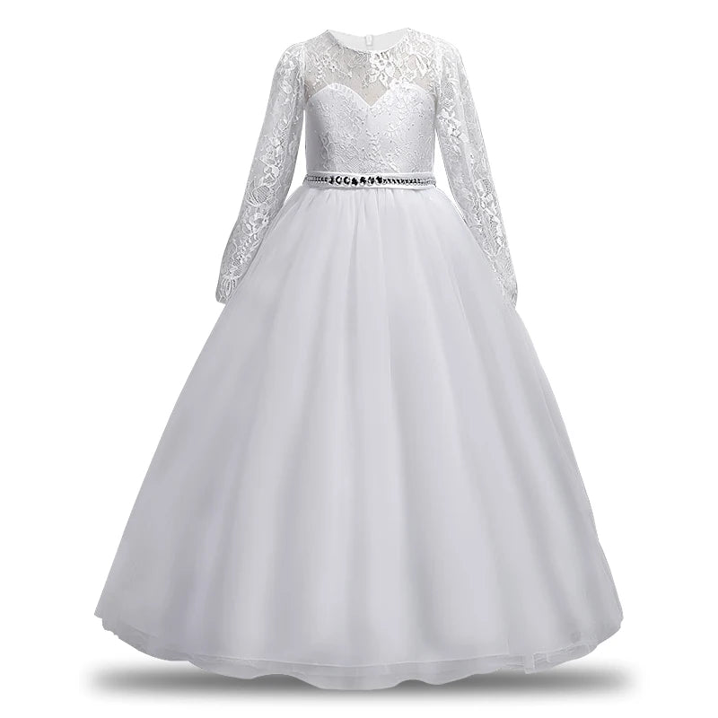 Long Sleeve Tulle Lace Flower Girl Dresses by Baby Minaj Cruz