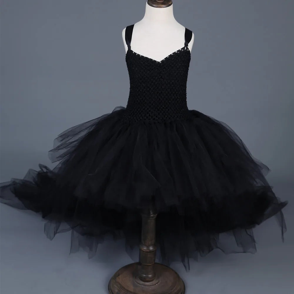 Toddler Black Tutu Dress with Tulle Skirt by Baby Minaj Cruz