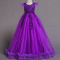 Long Sleeve Tulle Lace Flower Girl Dresses Purple by Baby Minaj Cruz