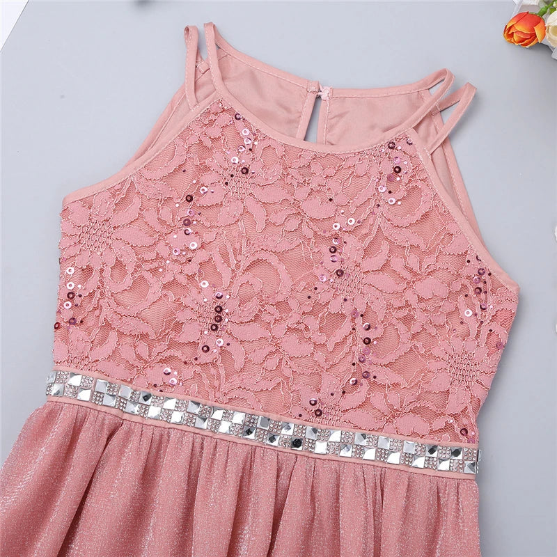 Sleeveless Sequined Lace Princess Birthday Dress by Baby Minaj Cruz