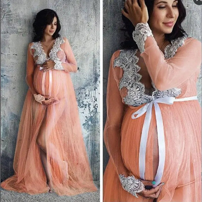 One-piece Lace Maternity Dress by Baby Minaj Cruz