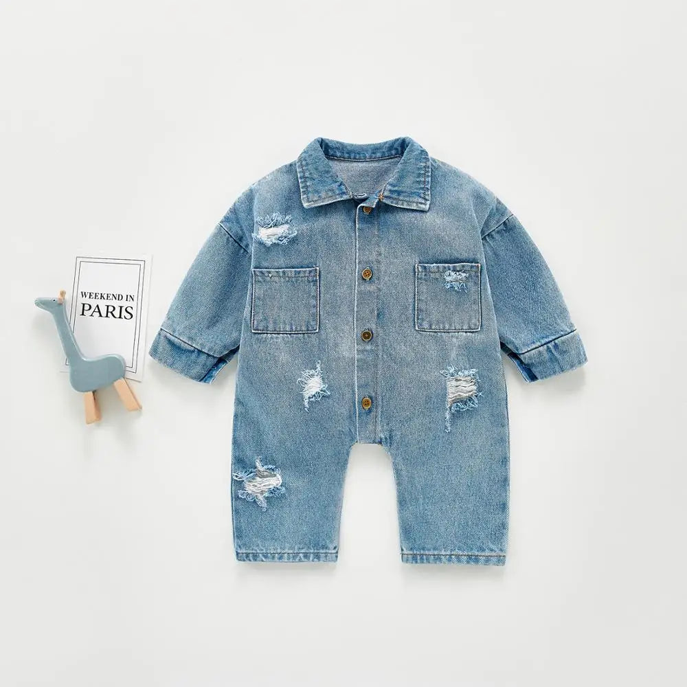 Flexible Newborn Baby Denim Romper For Toddlers by Baby Minaj Cruz