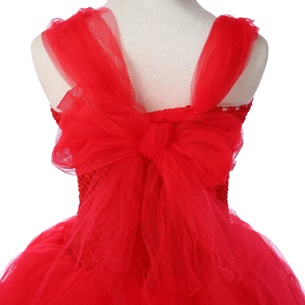 Red Princess Tutu Ankle-Length Dress by Baby Minaj Cruz