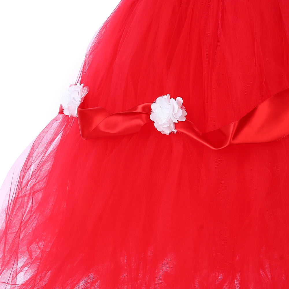 Red Princess Tutu Ankle-Length Dress by Baby Minaj Cruz