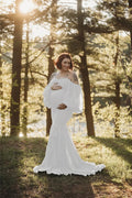 Shoulderless maternity maxi dress casual White CHINA by Baby Minaj Cruz